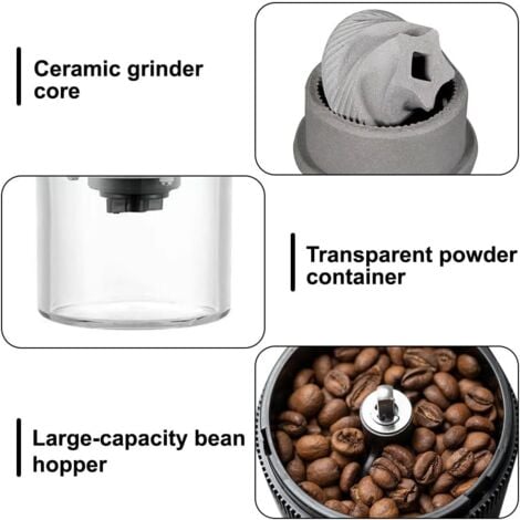 Moulin a Grains de Café,Fraise a Café Portable avec Brosse et Câble de Données pour Expresso Infusé a Froid,Verser Sur