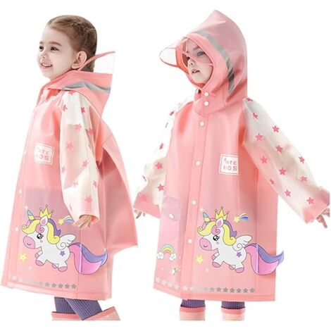 LSLJS Imperméable Pour Enfants Filles Bébé Couleur Unie Manteau Imperméable à Capuche Printemps/été/automne/hiver Vêtements Pour Enfants