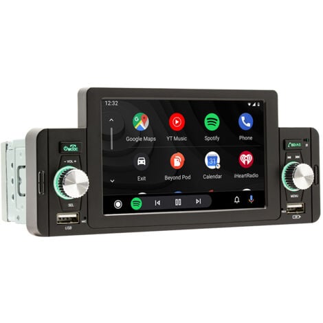Autoradio Carplay 5 Pouces Bluetooth Appel Mains Libres Carplay Android Auto Écran Tactile Lien Miroir AM/FM/ 3USB/SD Prise en Charge Caméra de recul 1Din