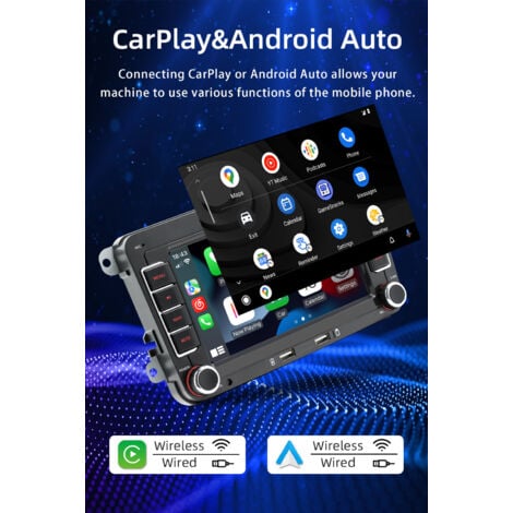 Autoradio Android 13 avec Carplay pour VW Golf 5 6 Polo Skoda Caddy T5 Passat, Radio 2 Din avec système de Navigation écran 7", avec Bluetooth/USB/FM/RDS, Support Mirror Link (1+32G)
