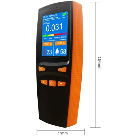 Moniteur Qualité De L'air / Détecteur De Radon - Écran LCD Code Couleur - Mesure CO2 - Portable USB-C
