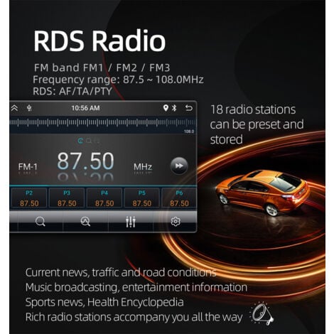 Lecteur Multimédia de Voiture à Écran Rotatif Réglable 1Din 2G+64G 10,1 Pouces Android 13 CarPlay sans Android Auto