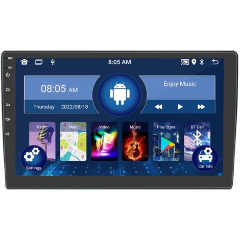 Autoradio Android 2 Din avec Carplay sans, Android Auto, Écran Tactile 9 Pouces Noir, WiFi, GPS, Bluetooth, FM RDS 2G+32G