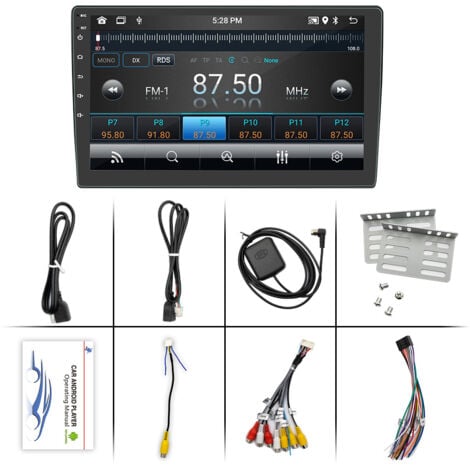 Autoradio Android 2 Din avec Carplay sans, Android Auto, Écran Tactile 9 Pouces Noir, WiFi, GPS, Bluetooth, FM RDS 2G+32G