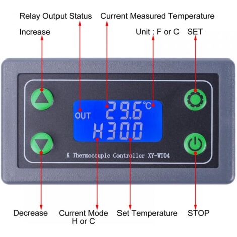 Thermostat Intelligent WiFi XY-WT04W - Contrôle à Distance -99 à 999°C, Thermocouple Type K, 10A