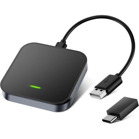 Applicable Adaptateur CarPlay sans, A-pple Carplay sans Fil Convertit CarPlay Filaire en sans Fil, WiFi 5 GHz, Plug and Play, sans Latence pour Voitures 2015+ et iOS 10+