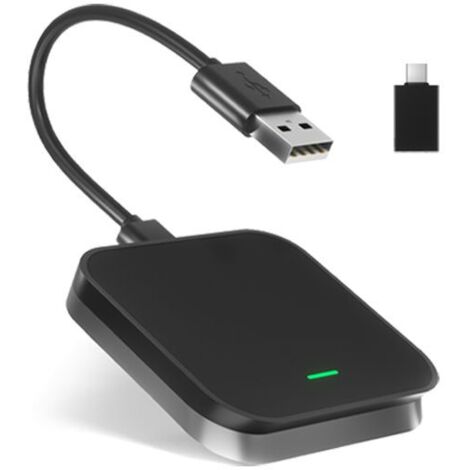 Applicable Adaptateur CarPlay sans, A-pple Carplay sans Fil Convertit CarPlay Filaire en sans Fil, WiFi 5 GHz, Plug and Play, sans Latence pour Voitures 2015+ et iOS 10+
