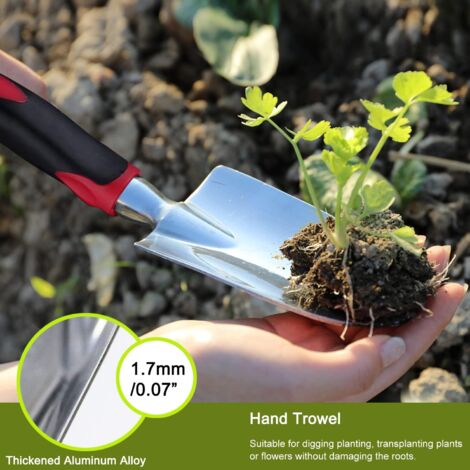 Set De 3 Outils De Jardinage FANHAO - Alliage Aluminium Lourd - Poignée Caoutchouc Antidérapante - Rouge