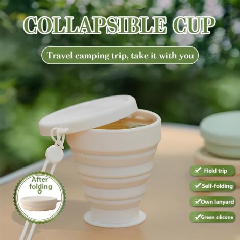 Tasses De Voyage Pliables Voarge - Lot De 2 En Silicone Avec Couvercle, Extensibles, Légères, Parfaites Pour Camping Et Randonnée