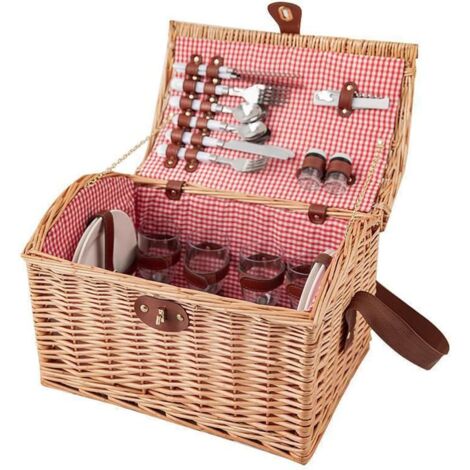 Panier De Pique-nique Traditionnel En Osier Pour 4 Personnes - Idéal Camping, Randonnée, Extérieur