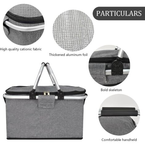 Cepewa Panier à Provisions Pliable 30L Isotherme - Sac Pique-Nique Rouge FrozenBAG