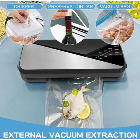 Machine Sous Vide Alimentaire, 6 en 1 Appareil de Mise Sous Vide 80 kPa avec 30 cm Bande de Scellage pour Conservation des Aliments Secs et Humides, Inclus Sacs Sous Vide et Tuyau