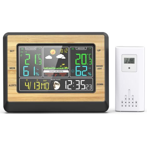Stations Météo Et Baromètres Station Météo OBEST 6 Pouces - Intérieur/Extérieur Sans Fil - Capteur Température Humidité - Jaune Station Météo 6 Pouces écran LCD