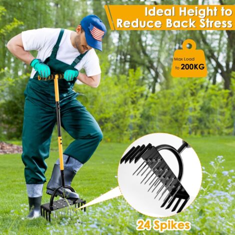 Aérateur De Pelouse Manuel - 16 Pointes Acier Inox - Outil Jardin Pour Sol Compact - Économique Et Efficace