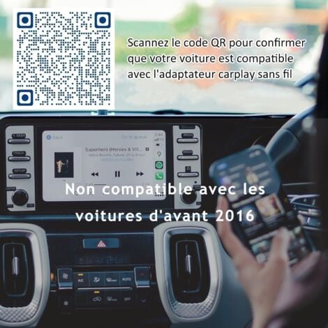 Carplay sans Fil Adaptateur, ezconnect Car Play Convertit Carplay Filaire en sans Fil, Compatible avec 99% des Voitures de 2016 et après, Easy Connect carplay