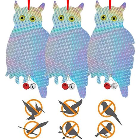 Lot De 2 Effaroucheurs Oiseaux Hiboux Avec Bandes Réfléchissantes - Répulsif Pigeon Balcon Jardin