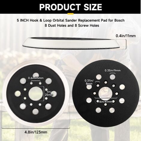 Lot de 2 disques de ponçage professionnels de 125 mm pour Bosch GEX 125-1 AE, 8 trous auto-agrippants, disques de ponçage pour ponceuse excentrique PEX 220 A & AE, plaque de ponçage