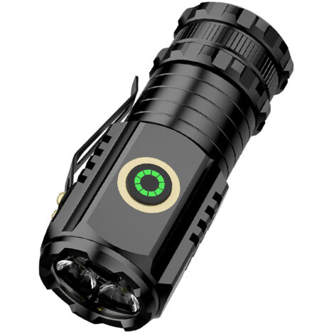 Lampe Torche LED Puissante 2000 Lumens Zoom Rechargeable - Noire