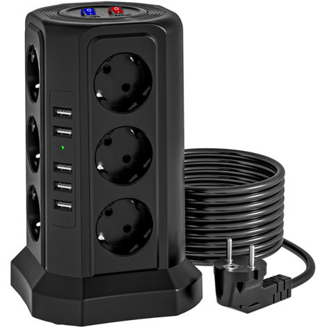 Cube rallonge multiprise 3M avec 4 Prises AC, 3 USB et 1 Type C, Protection Contre Les