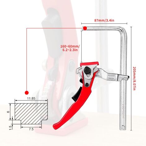 Serre-joint à levier tout acier 2 pièces, serre-joint à dégagement