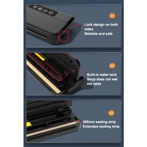 Machine Sous Vide Automatique Avec Sacs - Conservation Des Aliments - Modèle JT801 Noir - Neuf