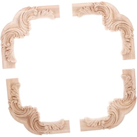 Lot De 5 Appliques Décoratives En Bois Sculpté Pour Porte D'armoire