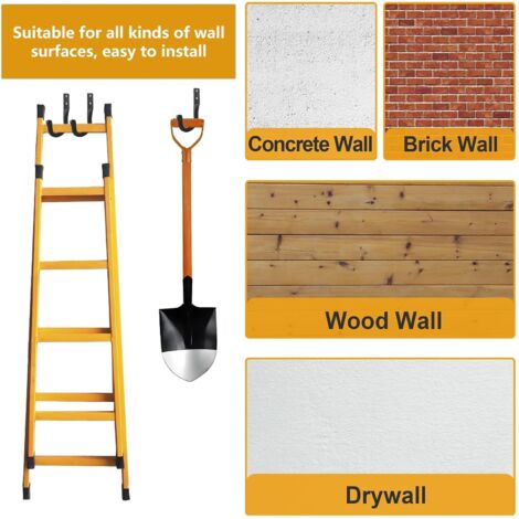 Support Mural Velo Crochets De Rangement Pour Garage - Lot De 6