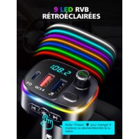 Transmetteur Bluetooth 5.3 Pour Voiture - Charge Rapide PD18W/QC3.0, FM, 3 Ports USB, Mains Libres, Compatible 12-24V