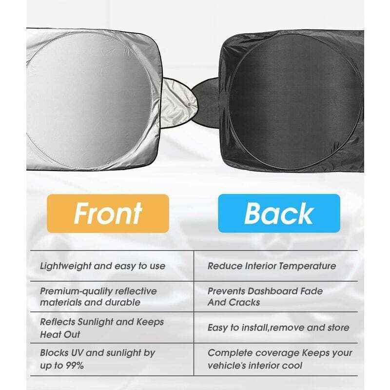 Pare-Soleil Voiture 160x85 Cm - Pliable Anti-UV - Pour Pare-brise Avant - Universel Voitures/SUV