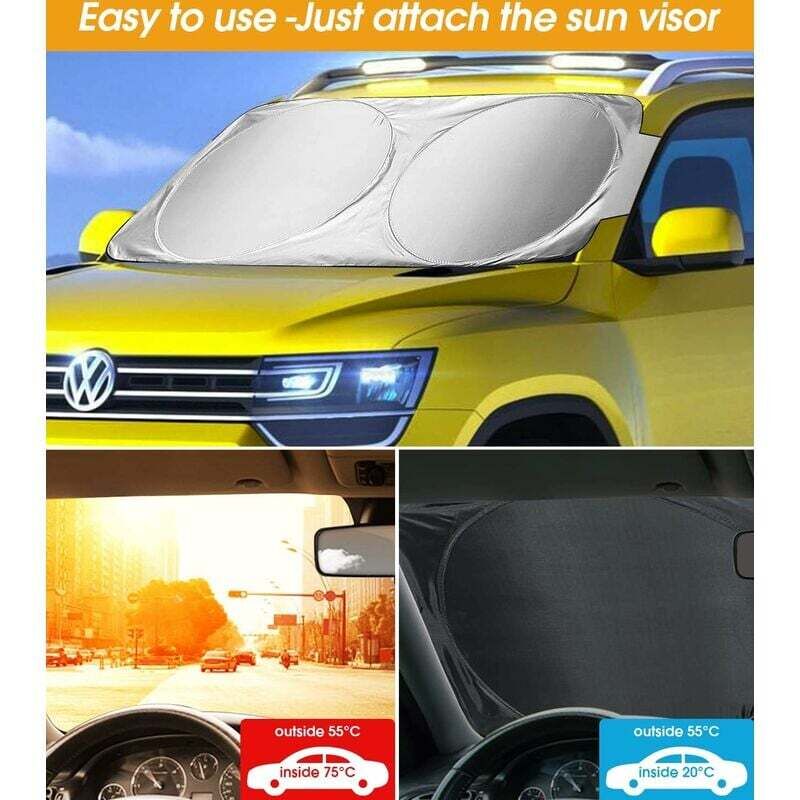 Pare-Soleil Voiture Intérieur - 145x80 Cm - Isolation Thermique - UV Protection - Pliable Pour Pare-Brise