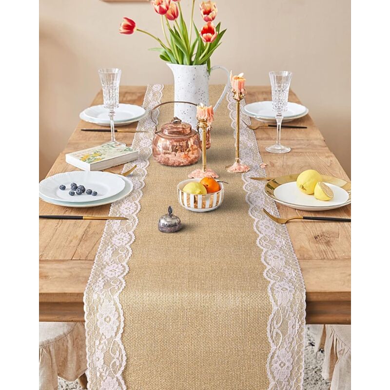 AmaCasa Eco Chemin De Table En Jute, Rouleau De 10m | Bande De Jute Renforcée Avec étiquette Compostable | Ruban De Table Pour De Merveilleuses Décorations (Bourgogne, 30cm/10m