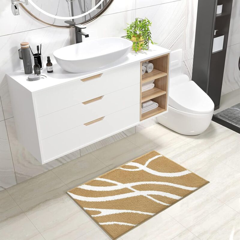 Tapis De Douche Absorbant UNTERING - 30 X 50 Cm, Doux, Antidérapant, Fond En Latex - Pour Salle De Bain, Chambre