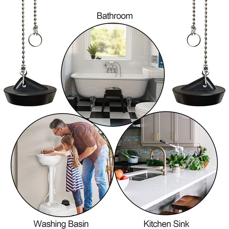 Bouchons De Baignoire Universels DIYJEP - 2 Pièces - Acier Inoxydable Et Silicone - Pour éviers Et Lavabos 52-54mm