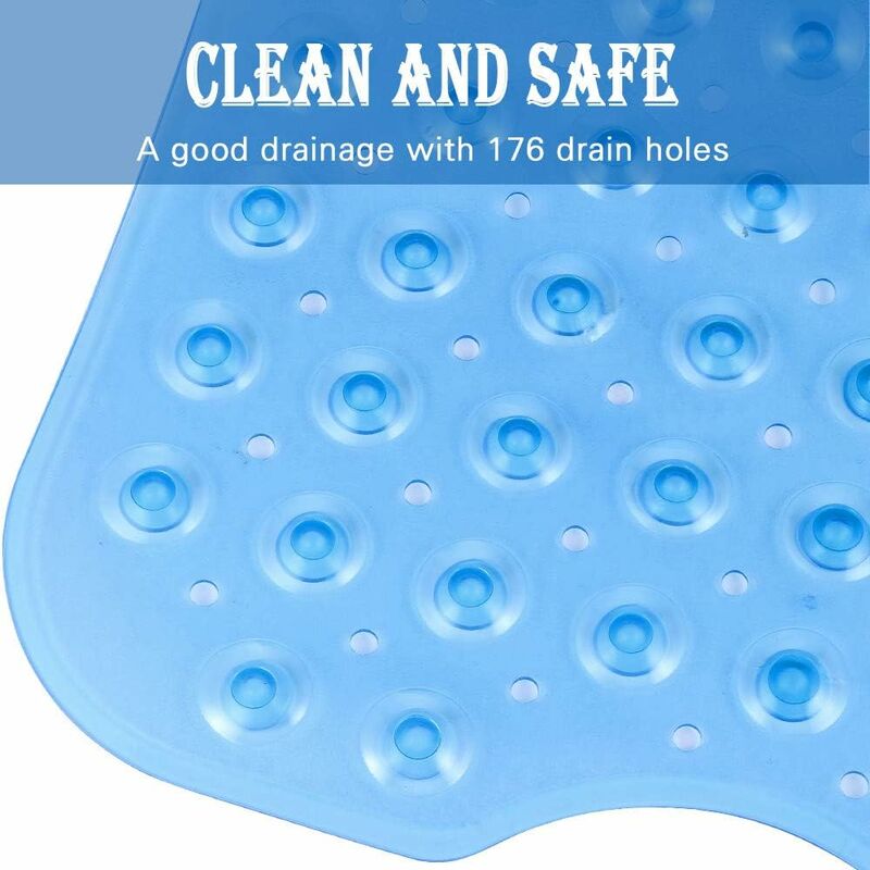 Tapis De Baignoire Antidérapant Extra Long 100x40cm - 200 Ventouses PVC Lavable | Sécurité Douche Et Bain