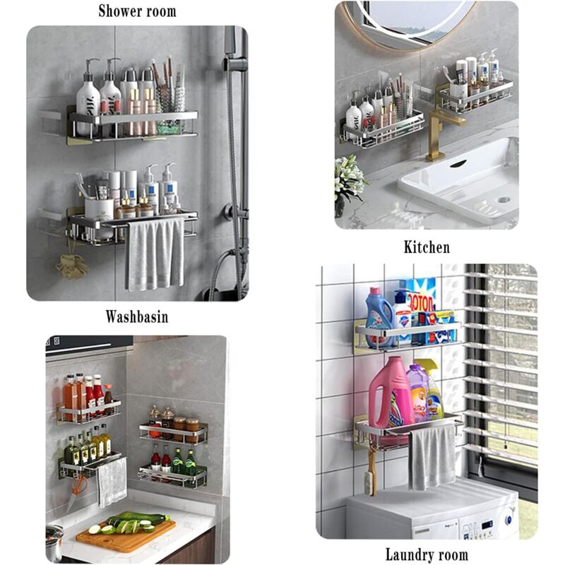 Étagère Douche Adhésive Sans Percage - Acier Inoxydable SUS304, 20kg Capacité