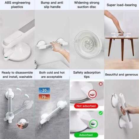 Poignée De Sécurité à Ventouse - Pour Salle De Bain, Douche, Bateau - Anti-dérapant Et Multi-usages