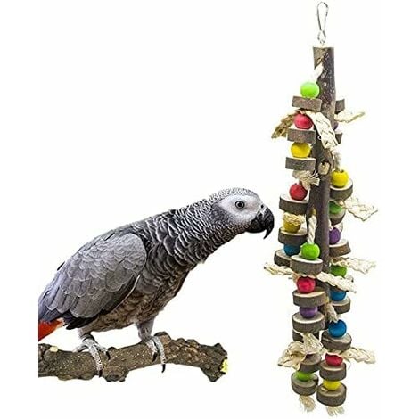 Jeu pour Perroquet en Bois - Support d'oiseau Cage Formation Perche  d'oiseau - Perchoirs d'arbre en Bois réutilisables et Portables, Support
