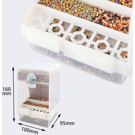 Mangeoire à Oiseaux Transparent Station d'alimentation Automatique pour Oiseaux Peut être Suspendue 16 x 10 x 9,5 cm Grande Capacité Peut Stocker Suffisamment de Nourriture Pendant 15 Jours.