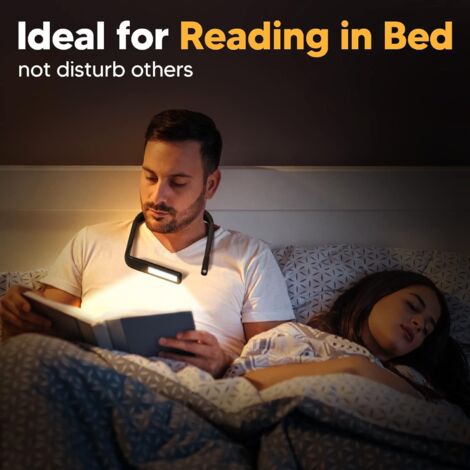 Liseuse Lampe de Lecture de Cou - Rechargeable Lampe Lecture au Lit, 3 Couleurs Liseuse LED Flexible Lampe Tour de Cou pour Livre Tricoter Couture Camping Réparation, Cadeau Femme Homme Lecteur Ado