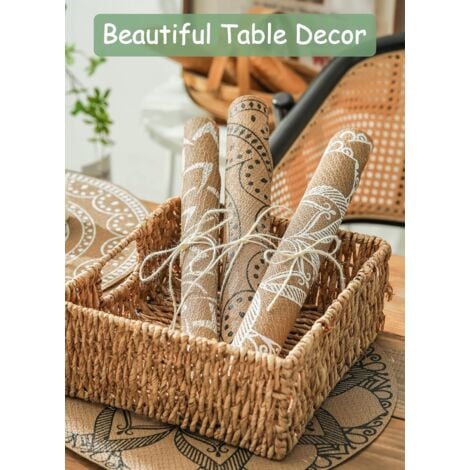 Sets de Table Ronds à Imprimé Bohème en PVC Tressés Lot de 6 Sets de Table Lavable Résiste à la Chaleur Antidérapant Tapis de Table pour Cuisine Restaurant Table à Manger (Mélange)