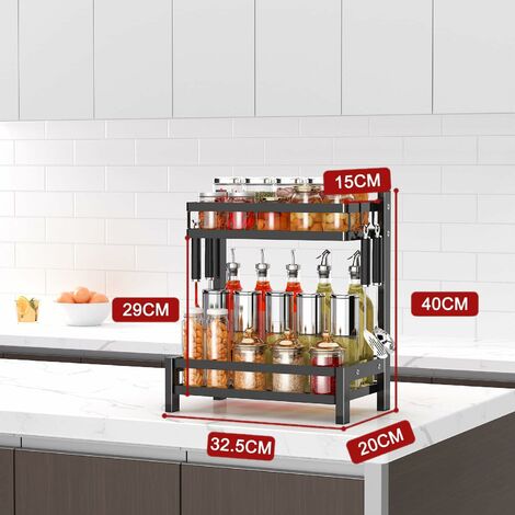 Étagère Rétractable En Coin Pour Placard - Organisateur De Cuisine Métal Noir - Gain De Place Pour Garde-Manger Et Armoires
