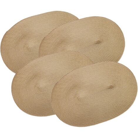 Lot de 4 sets de table ovales en toile de jute Beige（3045cm）