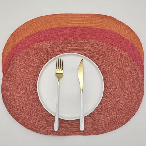 Lot de 4 sets de table ovales en toile de jute Beige（3045cm）