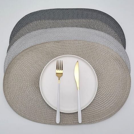 Lot de 4 sets de table ovales en toile de jute Beige（3045cm）