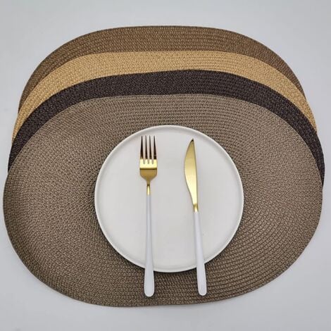 Lot de 4 sets de table ovales en toile de jute Beige（3045cm）