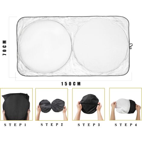 Pare-soleil Pare-brise Universel Pliable A2ZWORLD - 150 X 70 Cm - Protection Chaleur Et UV