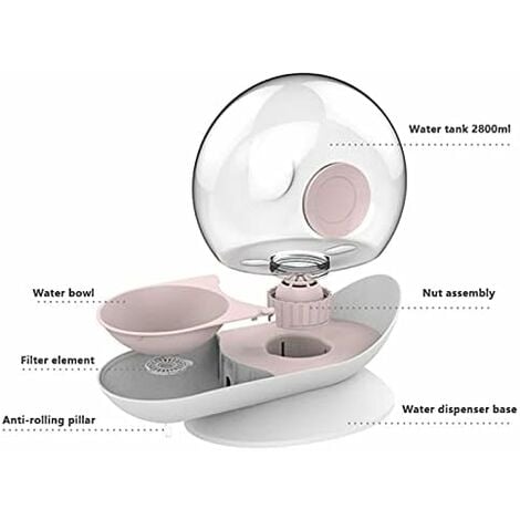 Fontaine à eau automatique pour chat - 2,8 l - Distributeur d'eau pour animaux de compagnie - Grand bol à boire - Sans électricité (30,4 cm x 15,5 cm x 24 cm) - Gris