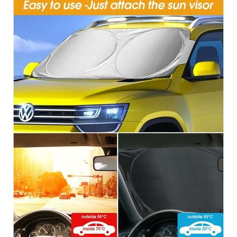 Pare-Soleil Voiture pour Pare-Brise Avant, Pare-Soleil pour Pare-Brise Anti-UV et Isolation Thermique, Pare-Soleil Pliable pour Voiture Adapté à la Plupart des Véhicules, Argenté 160 x 80