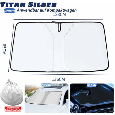 Pare-soleil Universel Pour Voiture – 140x70 Cm – Double Face Argenté/noir – Anti-UV, Pliable, Facile à Ranger