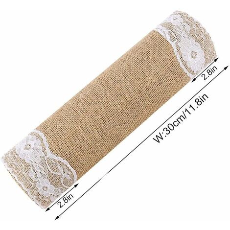Chemin de Table Toile de Jute et Dentelle pour Mariage Festival Fête Décorations 30 x 275CM